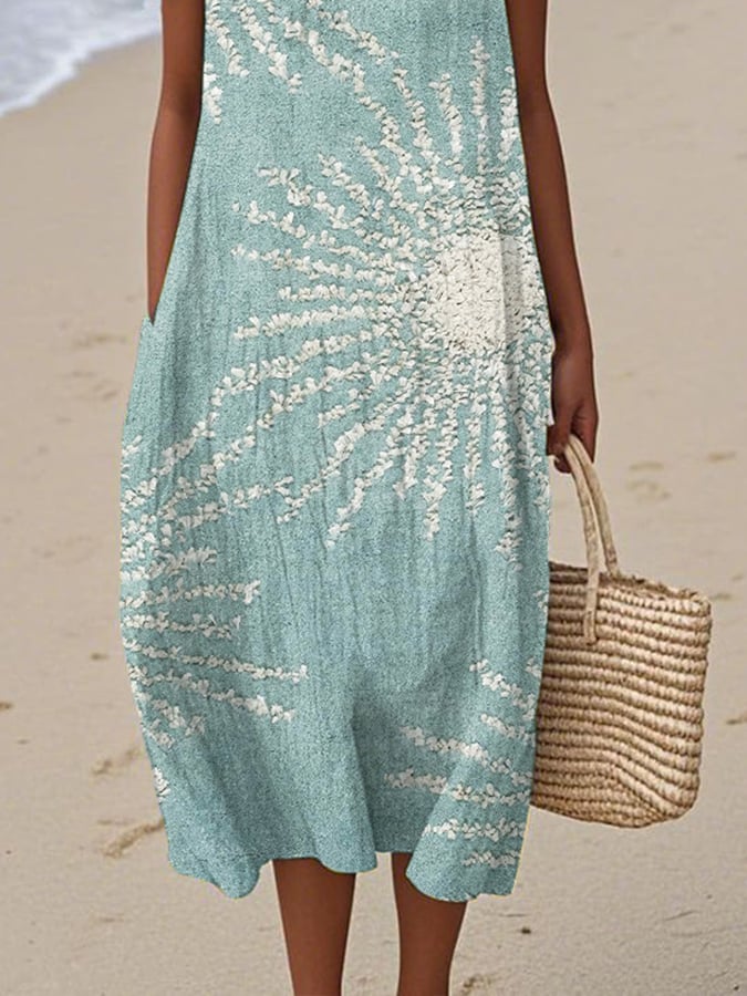 Women's Casual Print Round Neck Sleeveless Dress