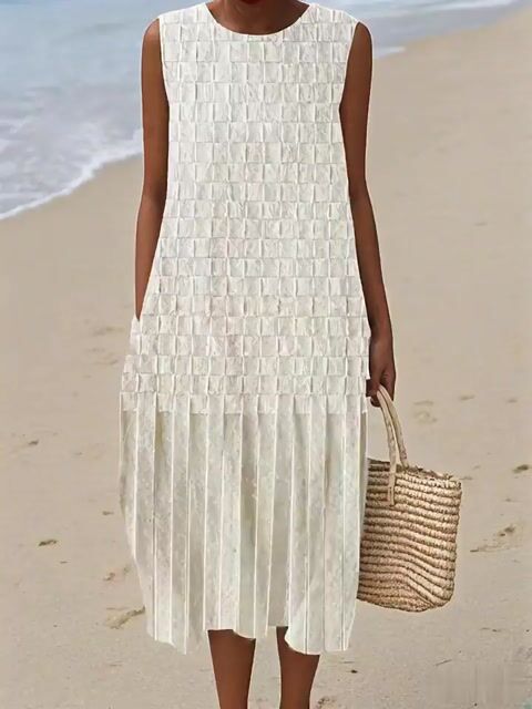 Women's Casual Print Round Neck Sleeveless Dress