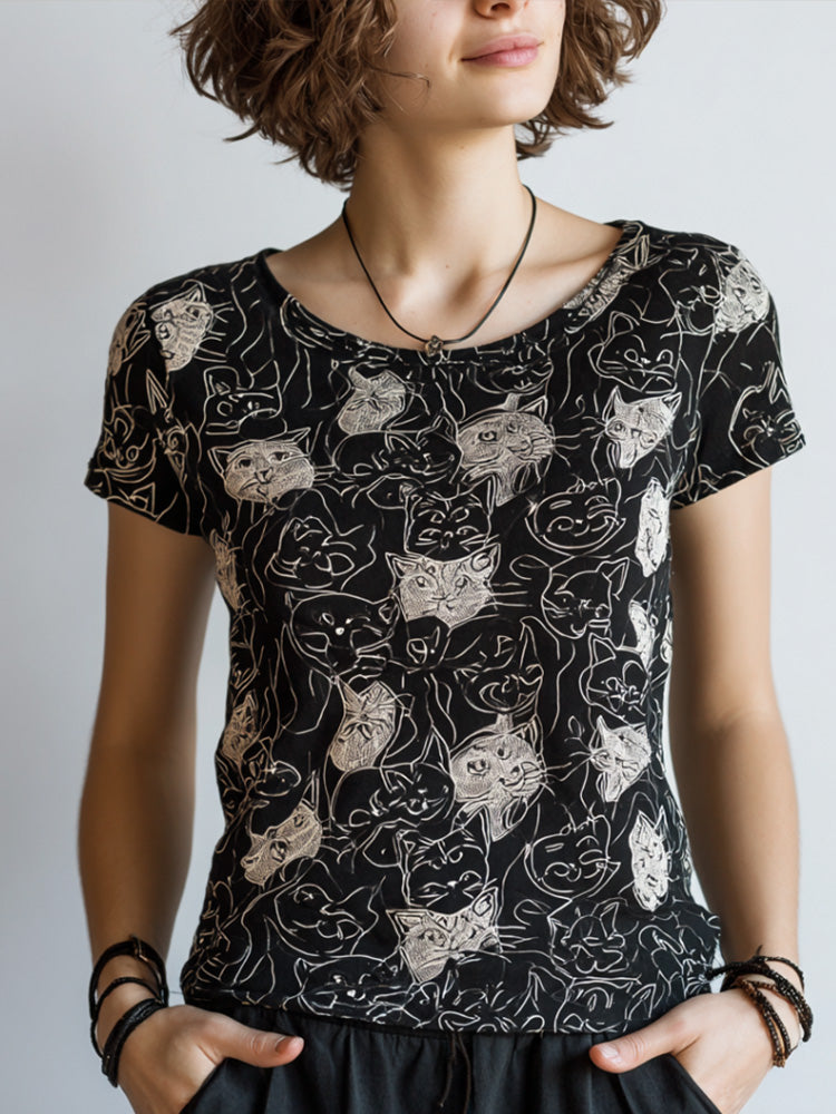 Cat Short-sleeved Shirt