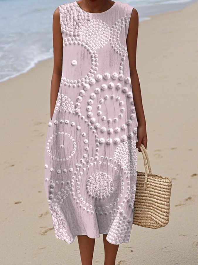 Women's Casual Print Round Neck Sleeveless Dress