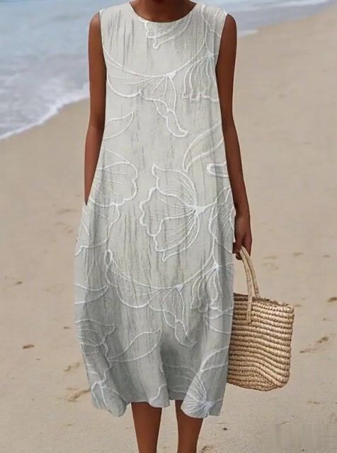 Women's Casual Print Round Neck Sleeveless Dress