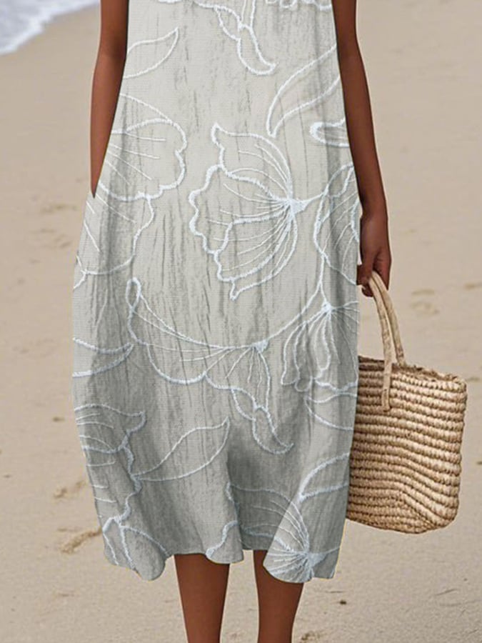 Women's Casual Print Round Neck Sleeveless Dress