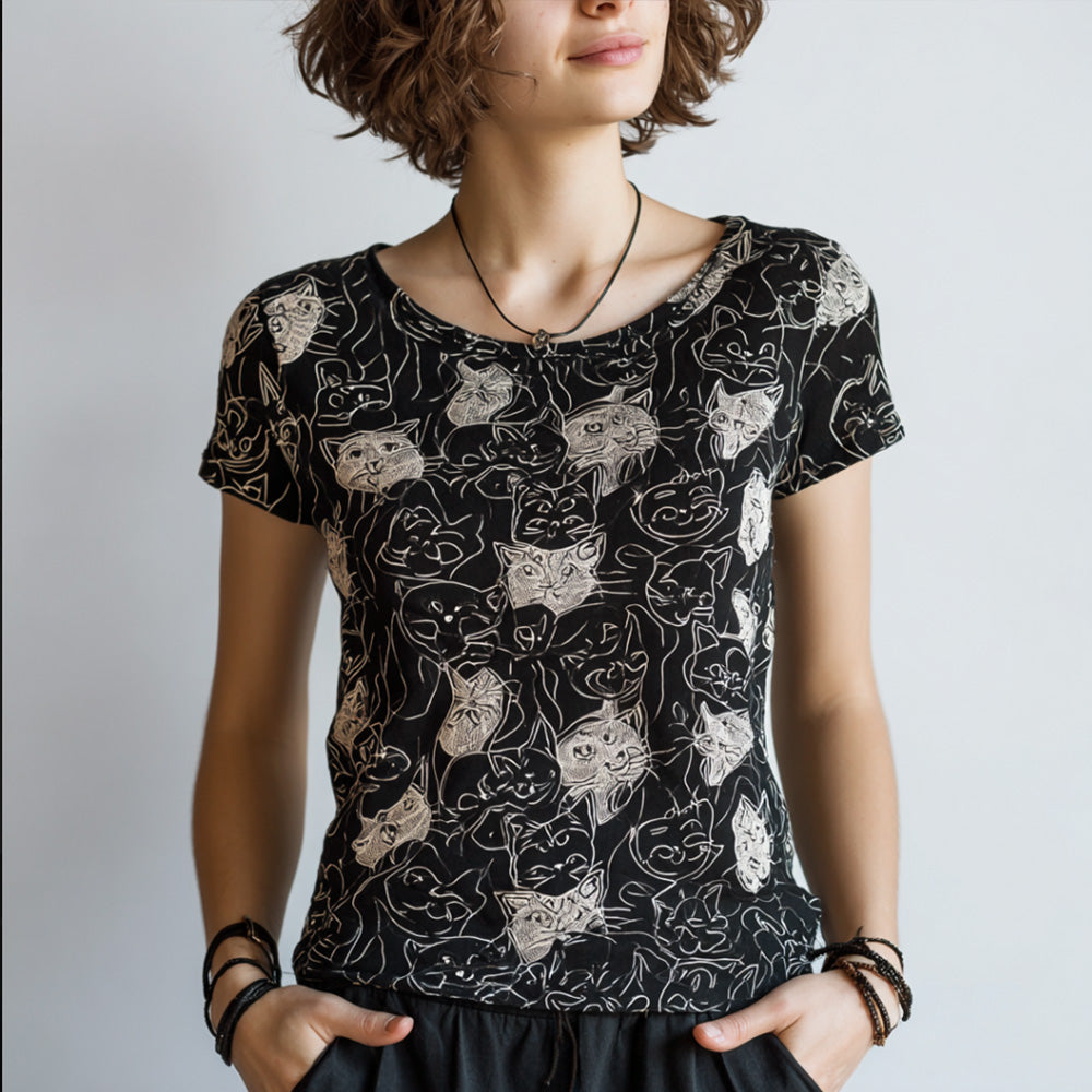 Cat Short-sleeved Shirt