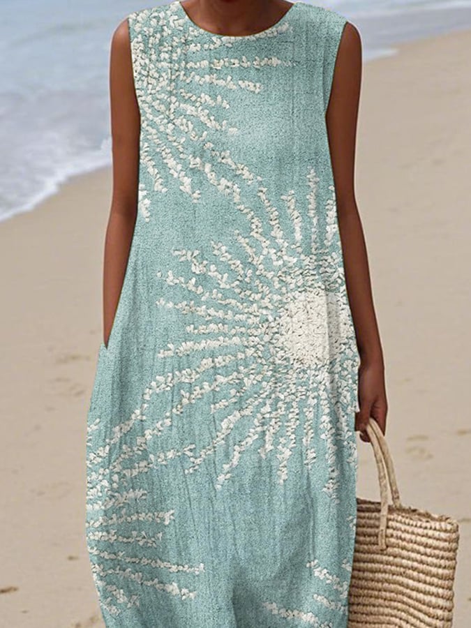 Women's Casual Print Round Neck Sleeveless Dress