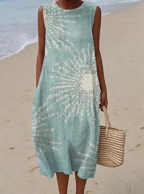 Women's Casual  Print Round Neck Sleeveless Dress