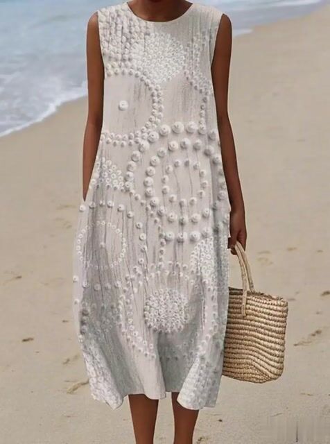 Women's Casual  Print Round Neck Sleeveless Dress