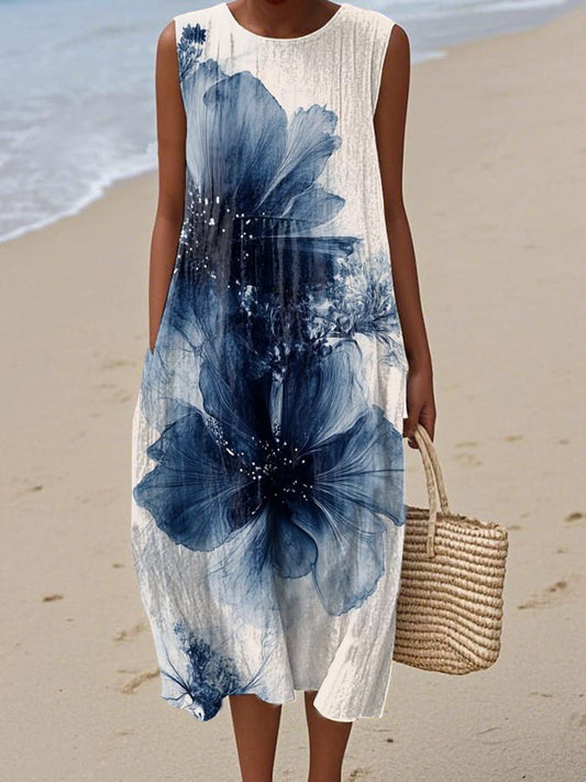 Women's Casual Floral Pattern Sleeveless Dress