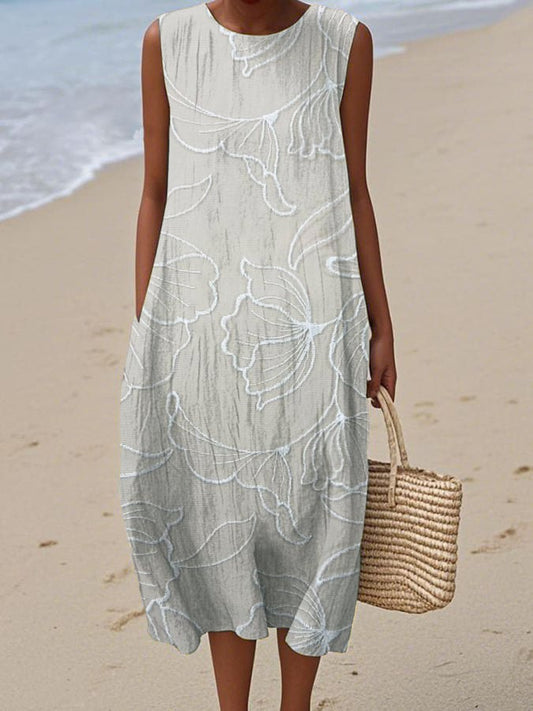 Women's Casual  Print Round Neck Sleeveless Dress