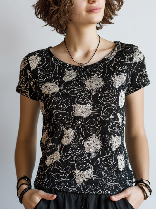 Cat Short-sleeved Shirt