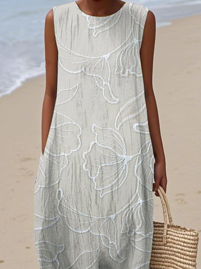 Women's Casual  Print Round Neck Sleeveless Dress