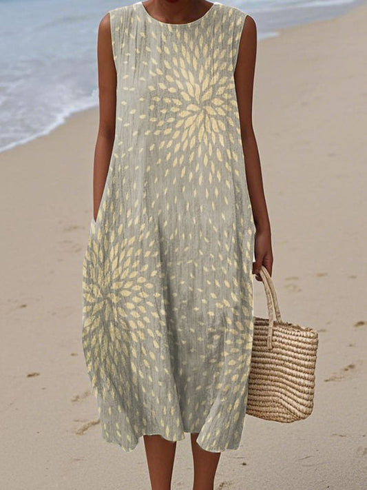 Women's Casual Circle Print Sleeveless Dress