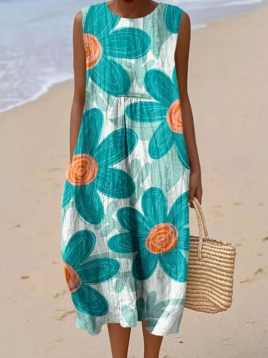 Women's Casual Floral Print Sleeveless Dress