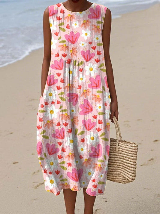 Women's Casual Floral Print Sleeveless Dress